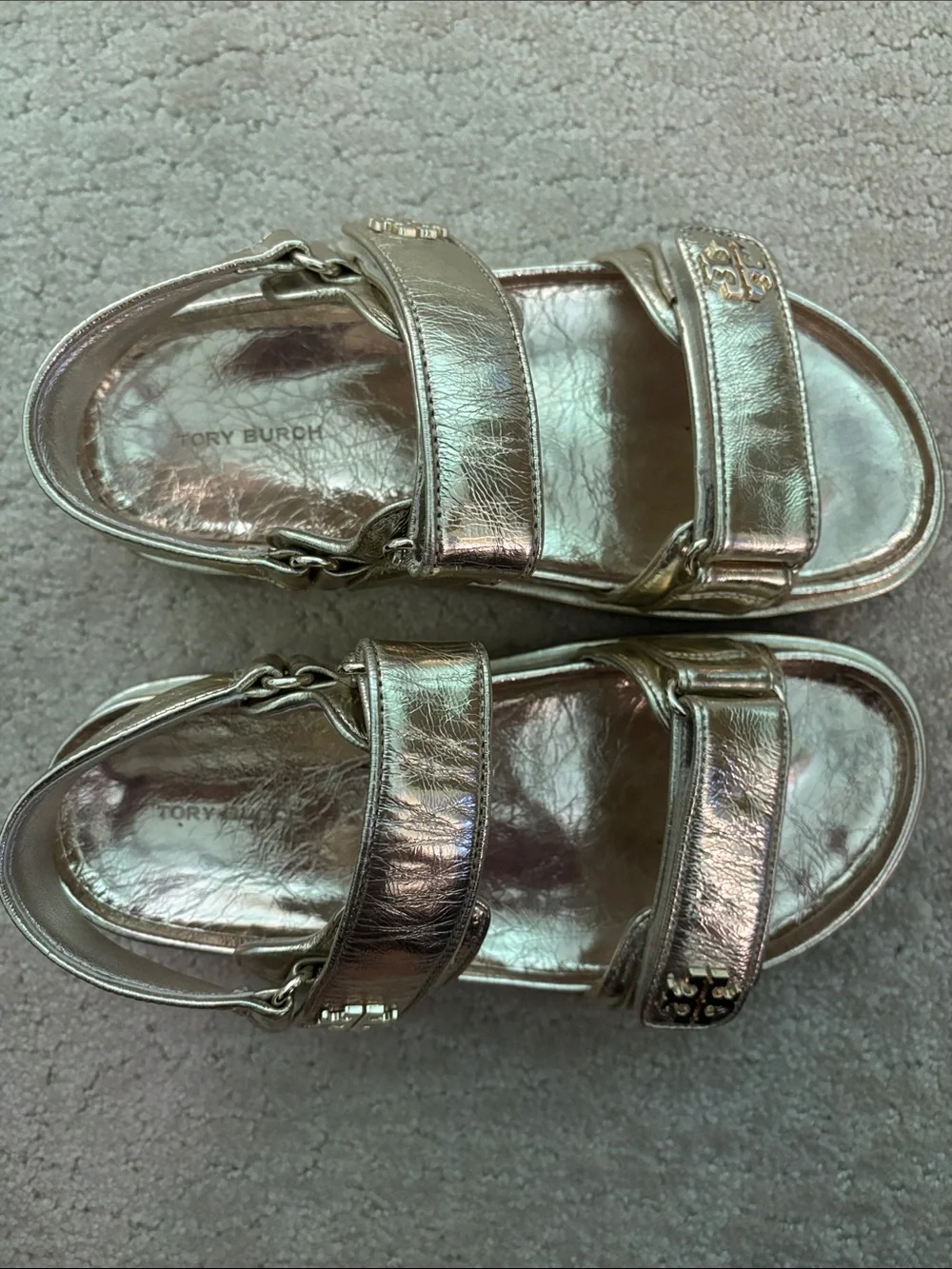 Tory Burch Metallic Gold Kira Sport Sandals